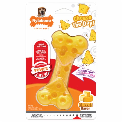 Nylabone Cheese Flavor Strong Chew Stick Dog Toy Perspective: front