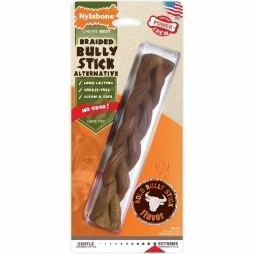 Nylabone Power Chew Braid Bull Stick Perspective: front