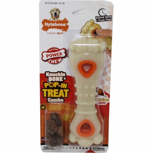 Tfh Publications & Nylabone NTH995P Large Power Chew Knuckle Bone & Pop-in Treat Combo Perspective: front