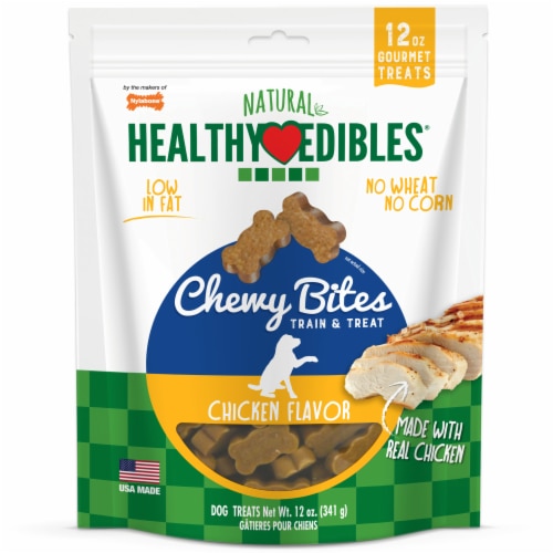 Healthy Edibles Chewy Bites Chicken Dog Treats Perspective: front