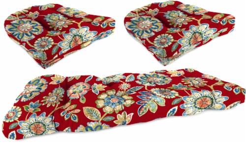 Jordan Manufacturing Wicker Settee Cushion Set - Daelyn Cherry Perspective: front