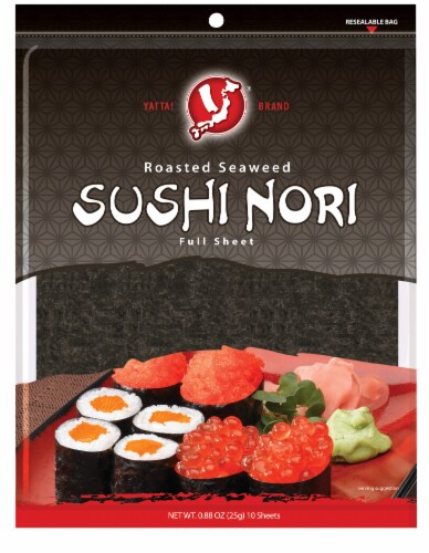 Yatta Sushi Nori Full Sheet Roasted Seaweed Perspective: front