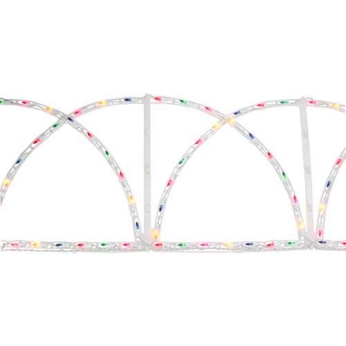 Hofert 7.5' Lighted White Christmas Pathway Fence - Multi-Color Lights Perspective: front