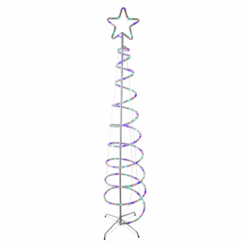 Hofert 7' Pre-Lit Slim Spiral Rope Light Christmas Tree Outdoor Decor - Multicolor LED Lights Perspective: front
