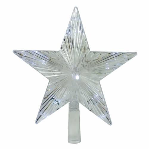 Hofert 9.5  Lighted Clear Mini 5 Point Star Christmas Tree Topper - Clear LED Lights Perspective: front