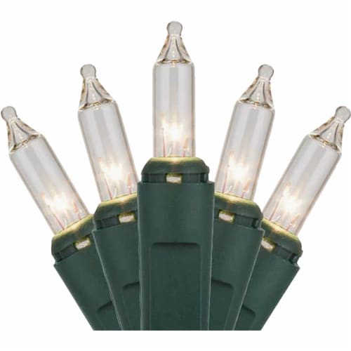 J Hofert Clear 300-Bulb Mini Incandescent String Light Set with Green Wire Perspective: front