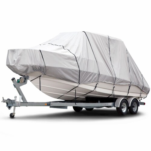 Budge Sportsman 600 Denier Gray Hard Top / T-Top Boat Cover Perspective: front