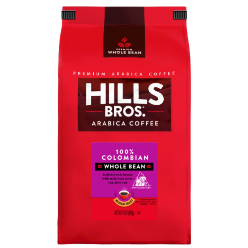 Hills Bros.® 100% Colombian Medium Roast Whole Bean Coffee Perspective: front