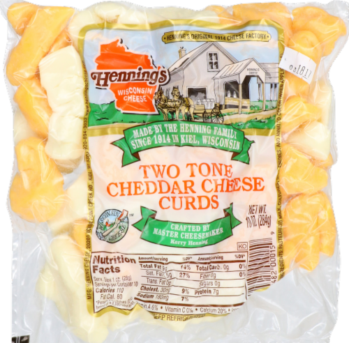 Henning's Wisconsin Cheese Two Tone Cheddar Cheese Curds Perspective: front