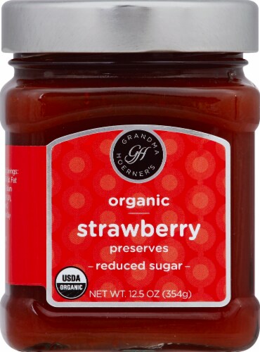 Grandma Hoerner's Reduced Sugar Organic Strawberry Preserves Perspective: front