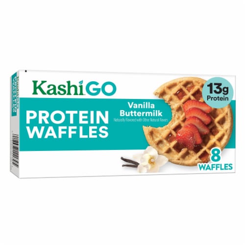 Kashi GO Frozen Protein Waffles Vanilla Buttermilk Perspective: front