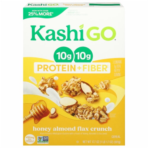 Kashi GO Honey Almond Flax Crunch Protein Cereal Perspective: front