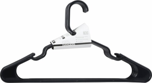 Merrick Black Plastic Tubular Hangers Perspective: front