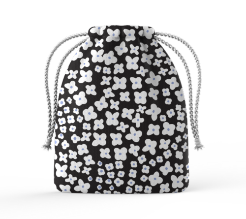 IG Design Floral Drawstring Bag - Black/White Perspective: front