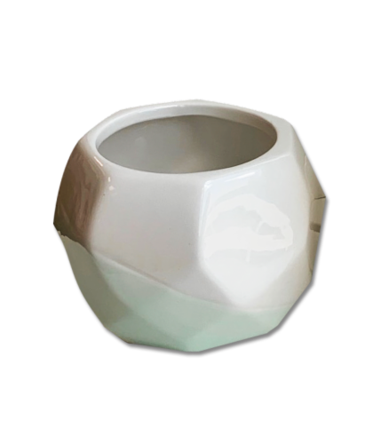 Geometric Vase - Small - White/Mint Perspective: front