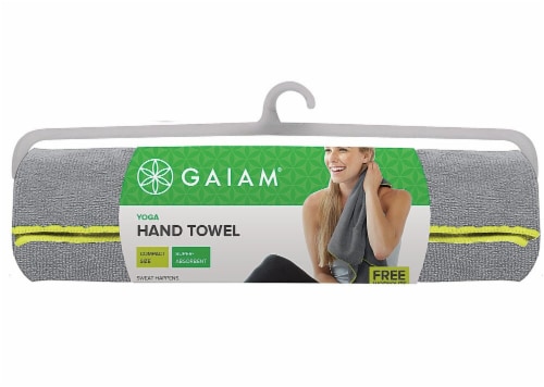 Gaiam Yoga Hand Towel - Grey/Citron Perspective: front