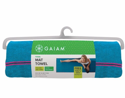 Gaiam Yoga Mat Towel - Vivid Blue/Fuchsia Perspective: front