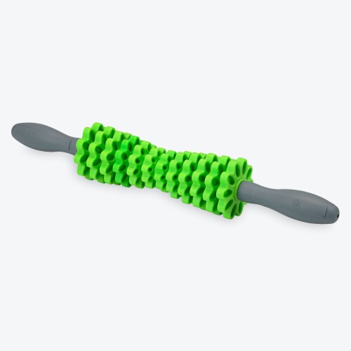 Gaiam Deep Tissue Massage Roller - Gray/Green Perspective: front