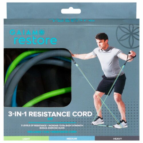 Gaiam Restore Resistance Cord Kit - Blue/Green Perspective: front