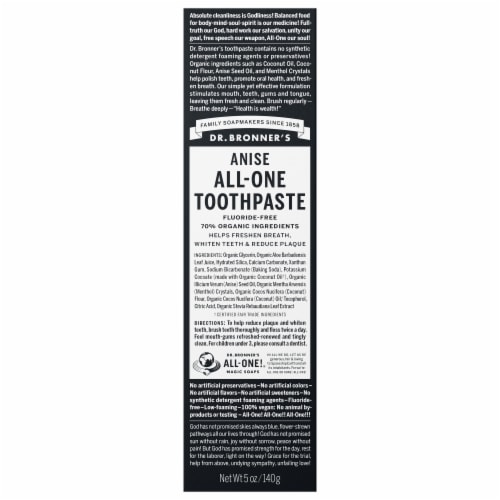 Dr. Bronner's Anise All-One Toothpaste Perspective: front