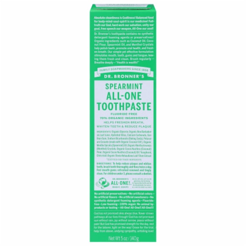 Dr. Bronner's Spearmint All-One Toothpaste Perspective: front