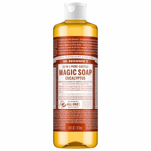 Dr. Bronner's 18-in-1 Eucalyptus Pure-Castile Liquid Soap Perspective: front