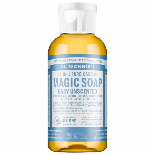 Dr. Bronner's Magic Soaps 18-in-1 Unscented Baby-Mild Pure-Castile Liquid Soap Perspective: front
