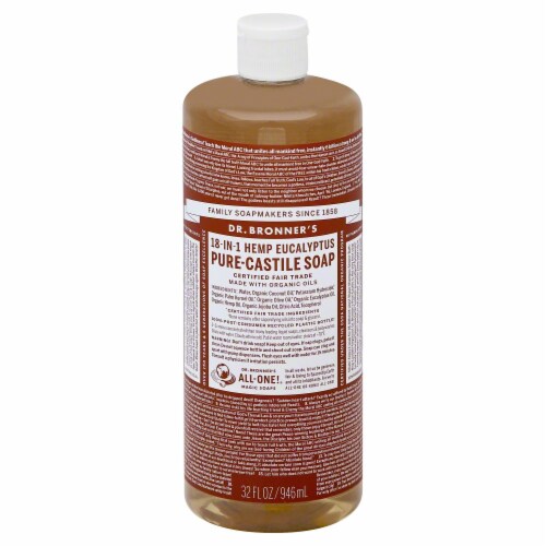 Dr. Bronner's 18-in-1 Hemp Eucalyptus Pure-Castile Liquid Soap Perspective: front