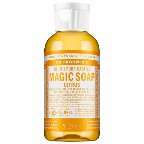Dr. Bronner's Magic Citrus Orange Pure Castile Liquid Soap Perspective: front