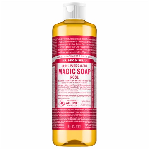Dr. Bronner's 18-in-1 Hemp Rose Pure Castile Soap Perspective: front