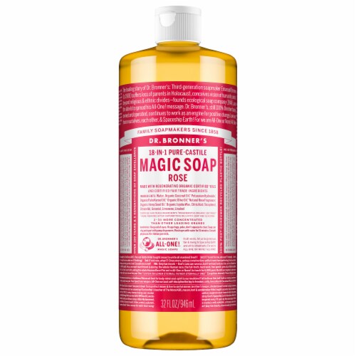Dr. Bronner's 18-in-1 Hemp Rose Pure-Castile Liquid Soap Perspective: front