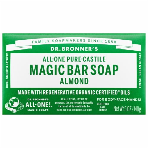 Dr. Bronner's All-One Hemp Almond Pure-Castile Bar Soap Perspective: front