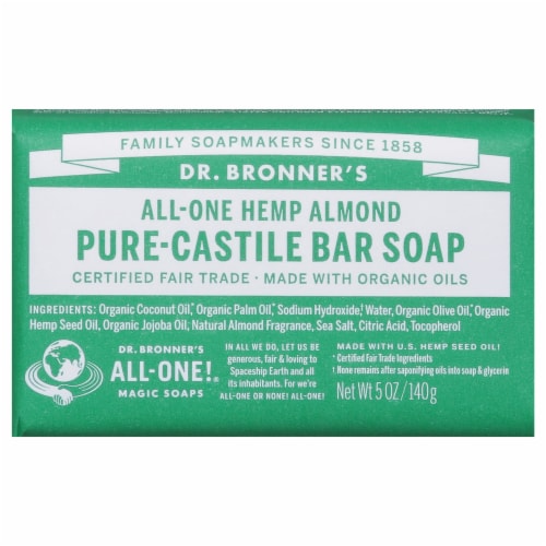Dr. Bronner's All-One Hemp Almond Pure-Castile Bar Soap Perspective: front