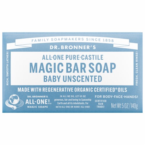 Dr. Bronner's All-One Hemp Baby Unscented Pure-Castile Bar Soap Perspective: front