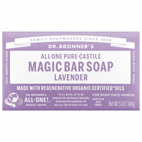 Dr. Bronner's All-One Hemp Lavender Pure-Castile Bar Soap Perspective: front