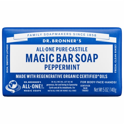 Dr. Bronner's All-One Hemp Peppermint Pure-Castile Bar Soap Perspective: front