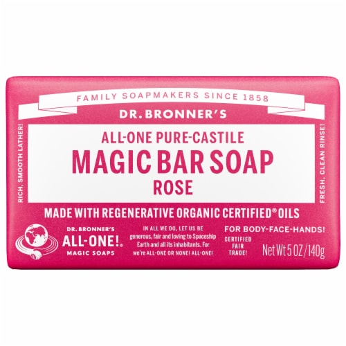 Dr. Bronner's All-One Hemp Rose Pure-Castile Bar Soap Perspective: front