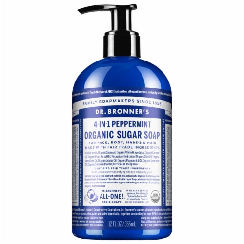 Dr. Bronner's 4-in-1 Peppermint Organic Sugar Soap Perspective: front