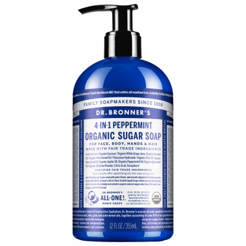 Dr. Bronner's 4-in-1 Peppermint Organic Sugar Soap Perspective: front