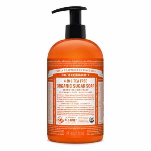Dr. Bronner's Organic Tea Tree Scent Sugar Soap 24 oz. - Total Qty: 12 Perspective: front