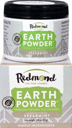 Redmond Earthpowder Unsweetened Spearmint Natural Toothpowder Perspective: front
