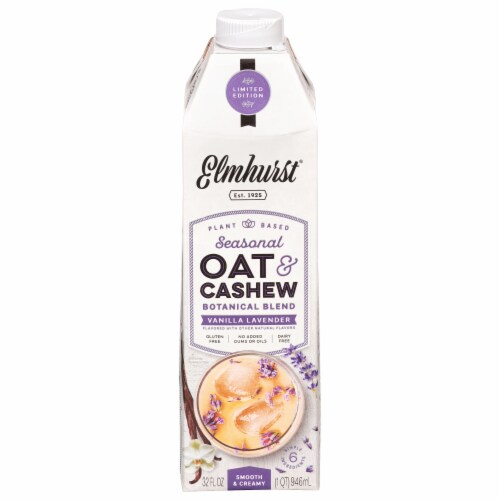 Elmhurst® Seasonal Vanilla Lavendar Rich & Creamy Oat & Cashew Nog Perspective: front