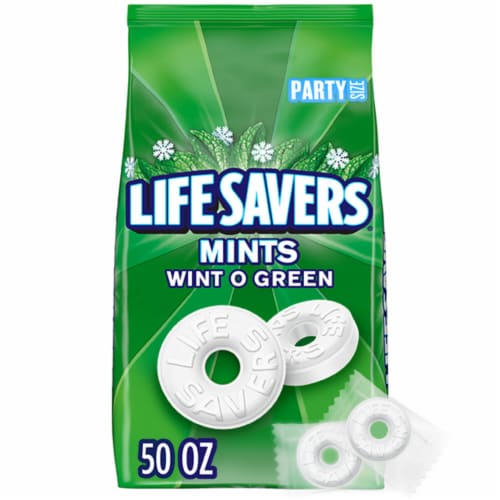 Life Savers Wint-O-Green Breath Mints Hard Candy Party Size Bag Perspective: front