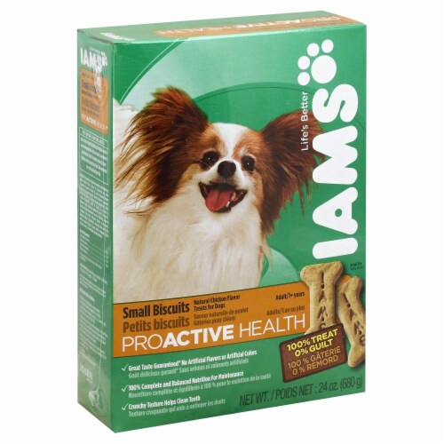 IAMS Proactive Health Small Biscuits Natural Chicken Flavor Treats for Dogs Perspective: front