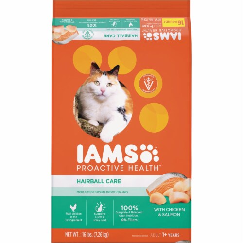 Iams 16# ProActive Health Hairball Care Chicken Cat Food 111272 Perspective: front