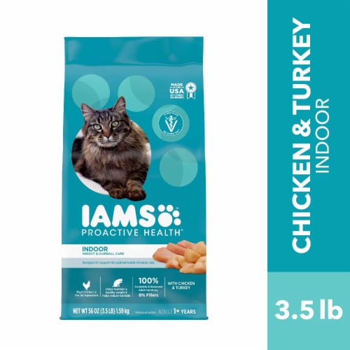 Iams Proactive Health Indoor Weight Control & Hairball Care Chicken & Turkey Adult Dry Cat Food Perspective: front