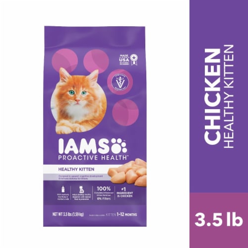Iams Proactive Health Healthy Kitten Dry Cat Food With Chicken Cat Kibble Perspective: front