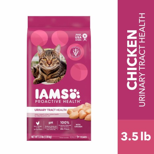 Iams Proactive Health Urinary Tract Healthy Adult Dry Cat Food with Chicken Cat Kibble Perspective: front