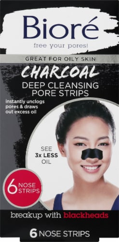 Biore Oil Control Deep Cleansing Pore Strips, Charcoal, Nose Strips for Blackhead Removal Perspective: front
