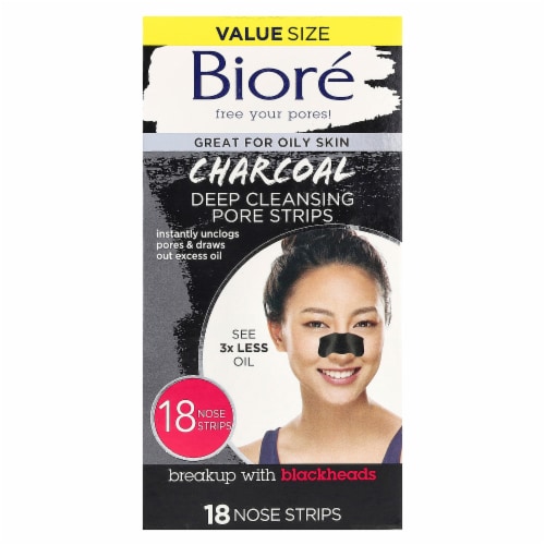 BIORE CLEANSING CHARCOAL DEEP PORE NOSE STRPS 18CT Perspective: front